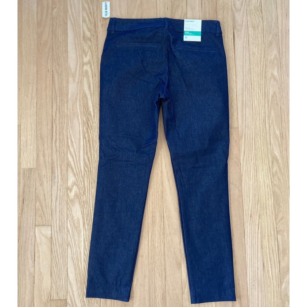 NWT Old Navy Size 4 Pixie Ankle Chino Pants Dark Blue Denim-Style Essentials Hot - Picture 2 of 4